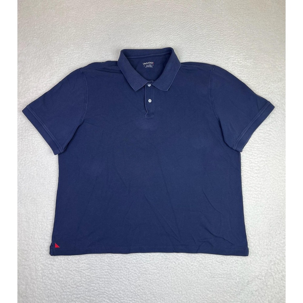 UNTUCKit Polo Shirt Mens 2XL Blue Solid Short Sleeve Pima Cotton Casual Knit